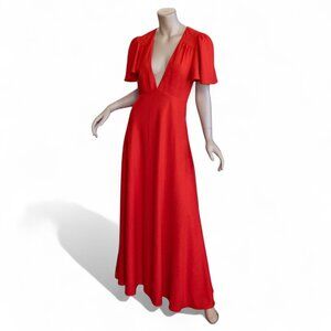 Fame and Partners Red Textured Maxi Dress – Size 6 – 1930s-Inspired Glam…